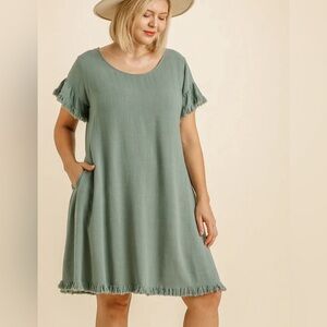 Umgee Linen Blend Swing Dress Size L